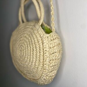 Solid and striped cross body BoHo woven straw style purse